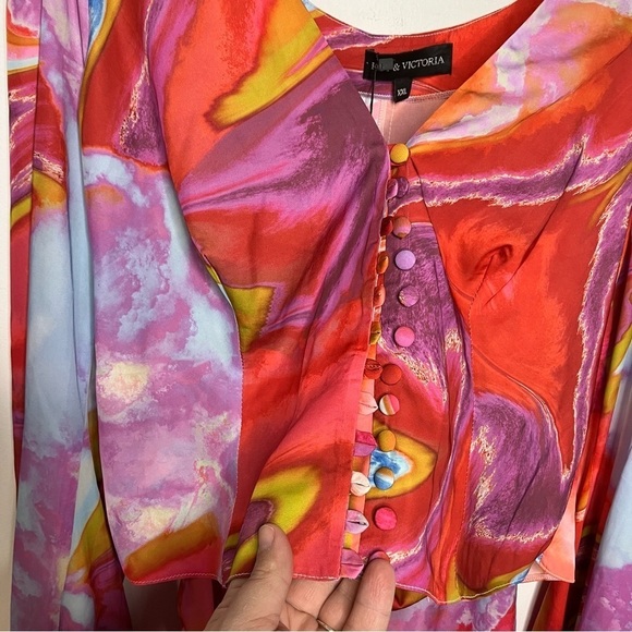 Koy & Victoria 3 piece set bright multicolored swirling pattern size XXL - Picture 3 of 12